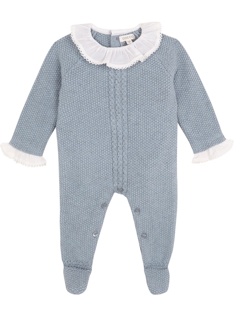 Pelele Con Cuello Volante Azul Nuevo Melange