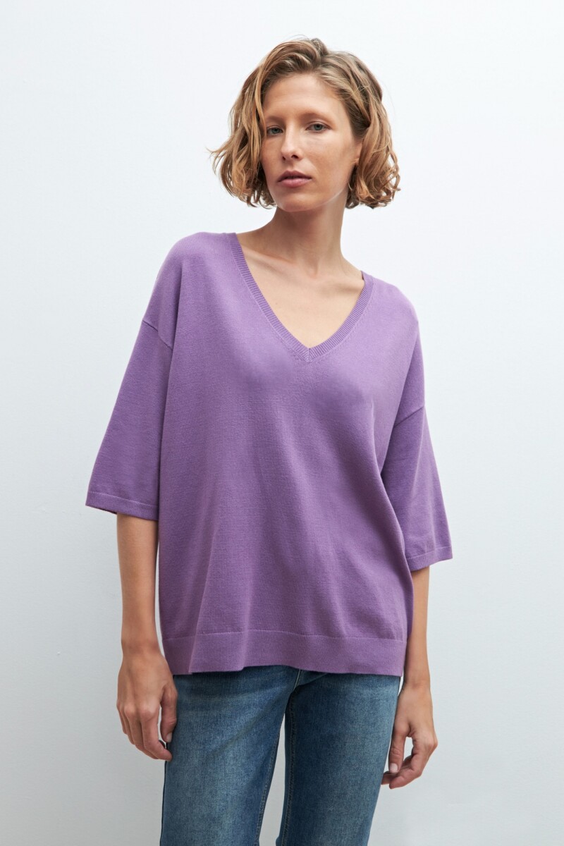 Sweater manga corta lavanda