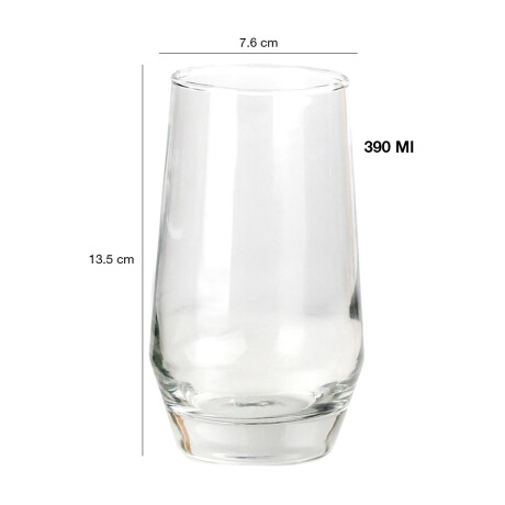 Set X6 Vasos p/ Agua Refresco Akari en Vidrio 390Ml Citinova Transparente