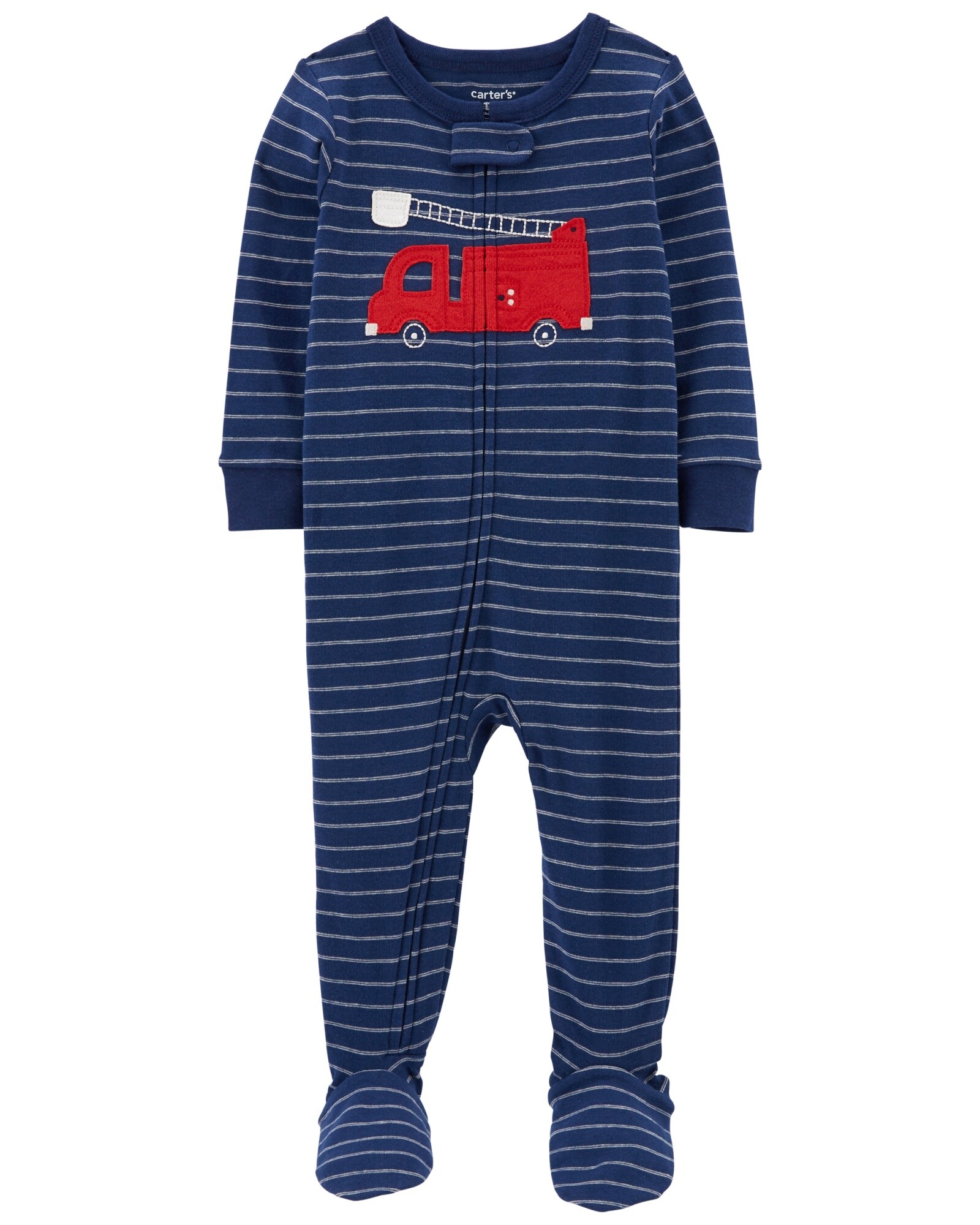 Pijama una pieza de algodón con pie estampa bomberos Sin color