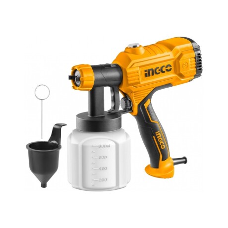 Pistola para pintar eléctrica Ingco 350w con recipiente plástico 800ml Naranja/Negro