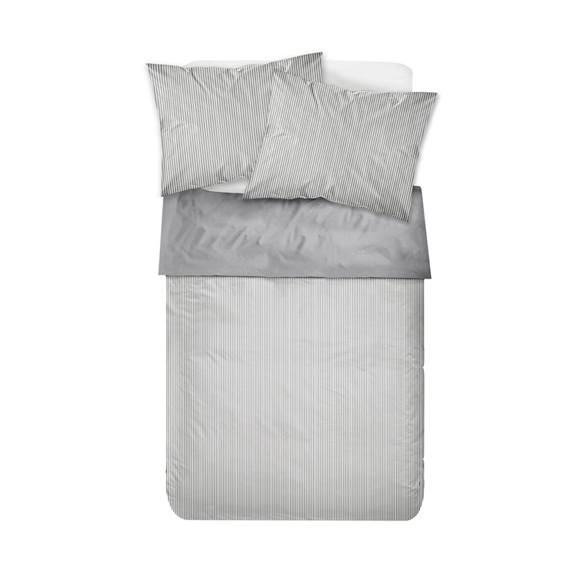 JUEGO DE SABANAS ALGODON 180H FULL 140x190+30CM RAYAS GRIS 