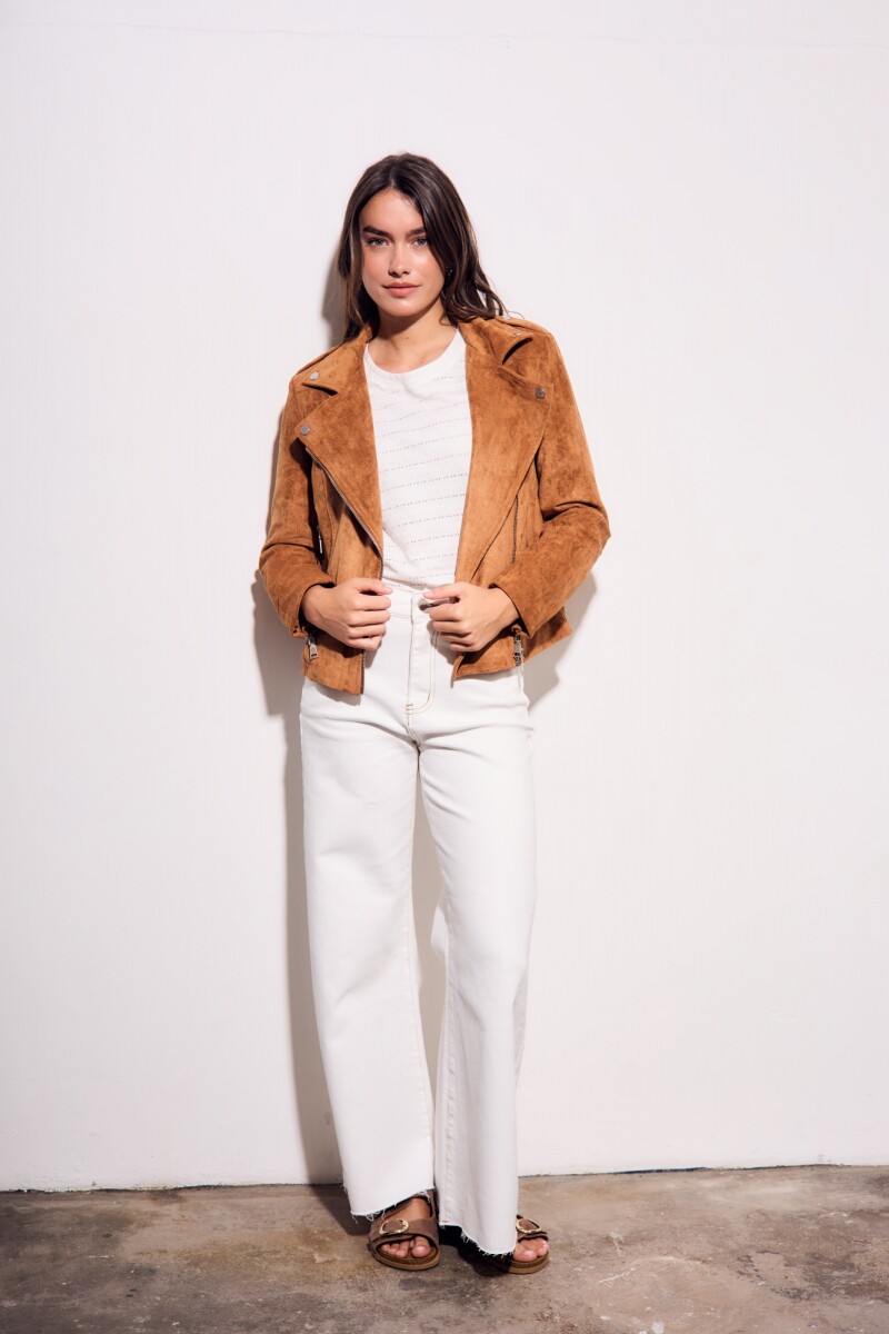 Campera Gamuza Cuero Vegano Camel