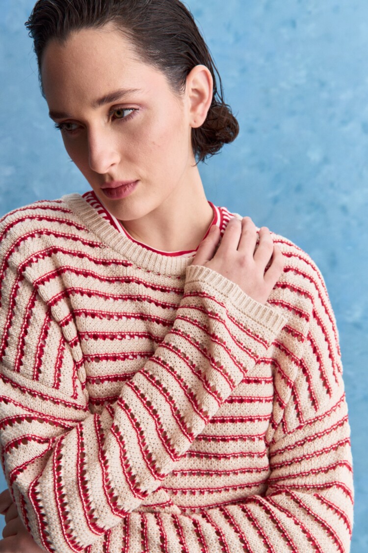 SWEATER IRENE Blanco/Rojo