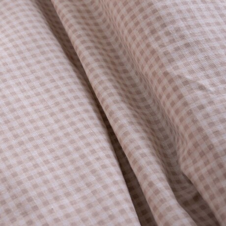 JUEGO SÁBANAS 1 1/2 PLAZA ALGODON-Y-POLIESTER NATURAL-BEIGE VICHY AVENA