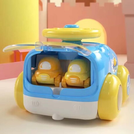 Juego Auto Catapulta + 2 Mini Autitos Plástico Bebé Huanger Celeste