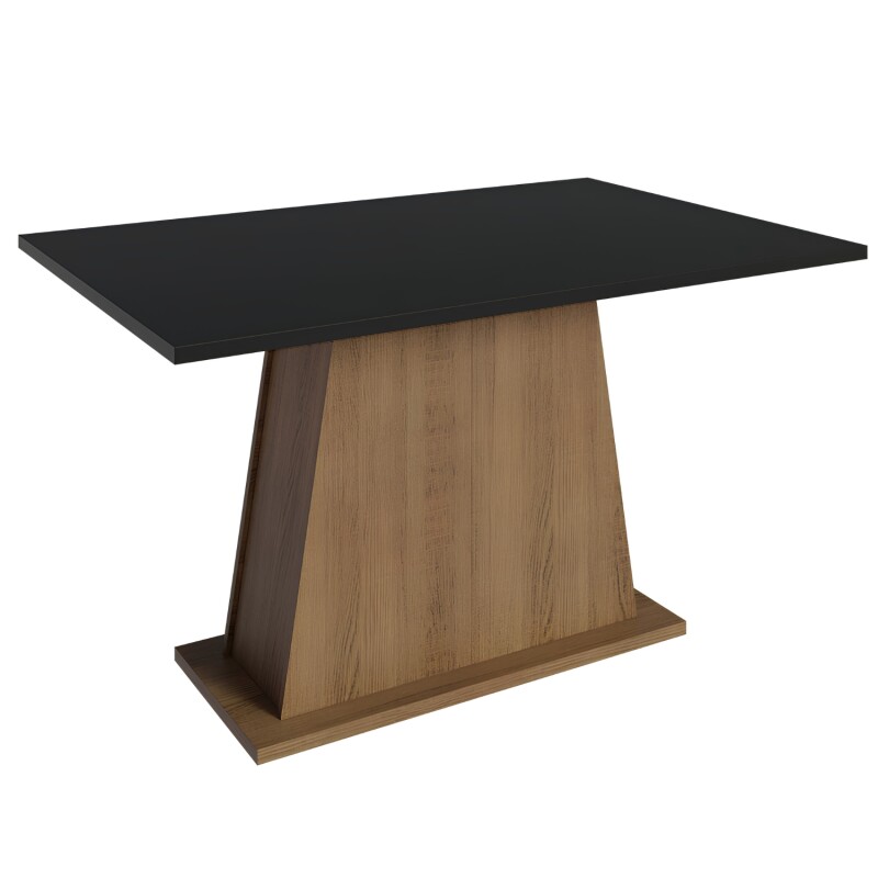 Juego Comedor Lumax Mesa Rustic Negra + 4 Sillas Fiona Gris