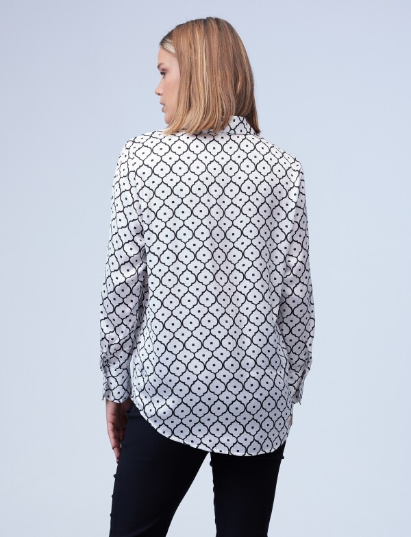 Camisa Satén Print BLANCO/NEGRO