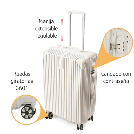 Valija Grande Rígida 4 Ruedas Dobles Giratorias con Candado Blanco