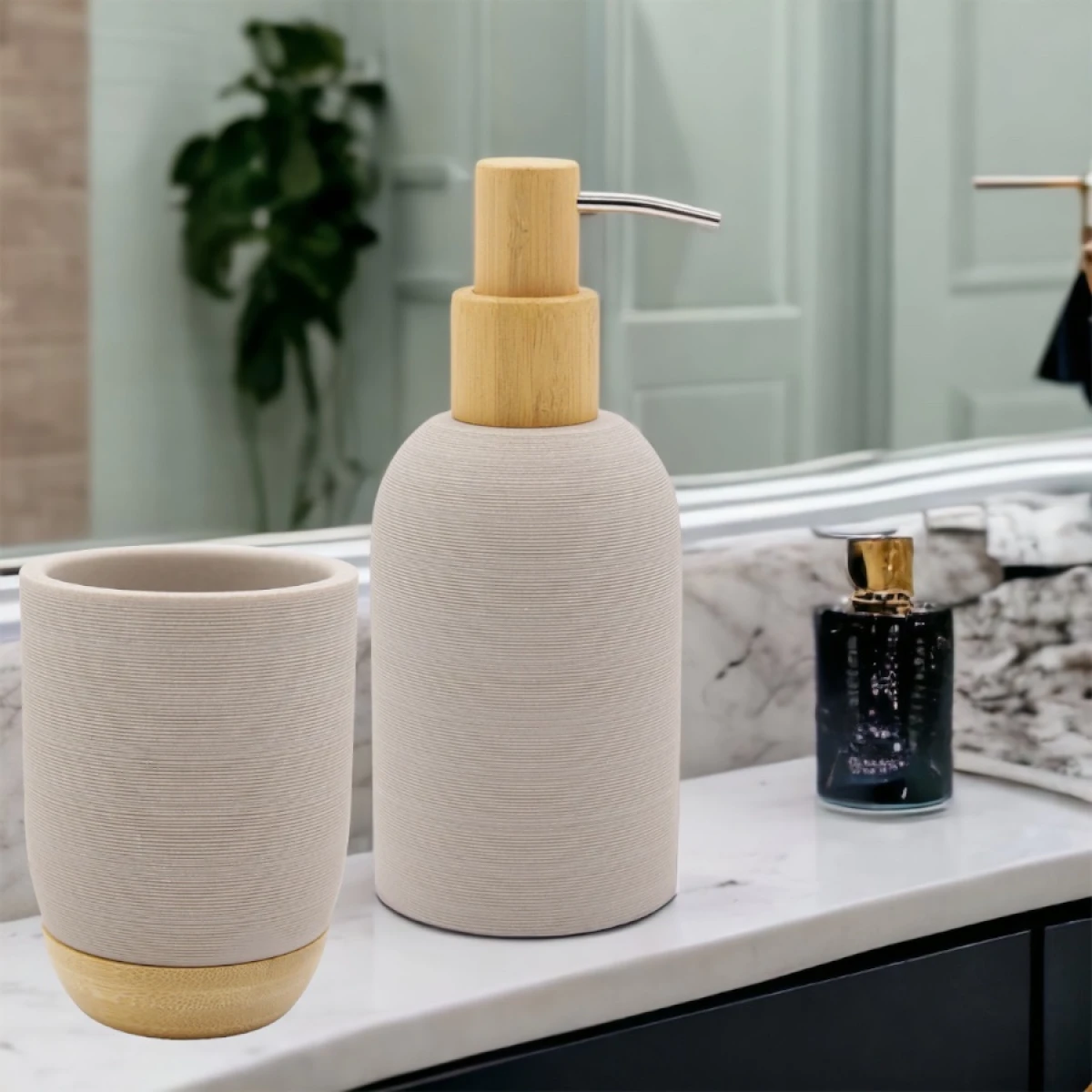 Set de Accesorios para Baño 2 Piezas Resina - GRIS 