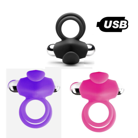 Anillo Vibrador Rabbit Doble Recargable USB Negro