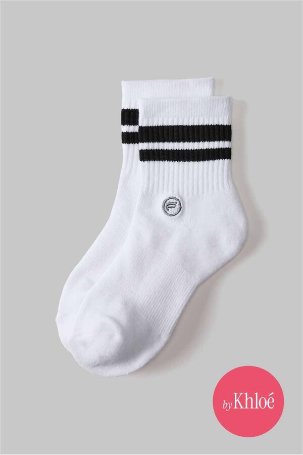 Medias The Everyday Quarter Crew Sock Unisex Classic White/Black Stripe