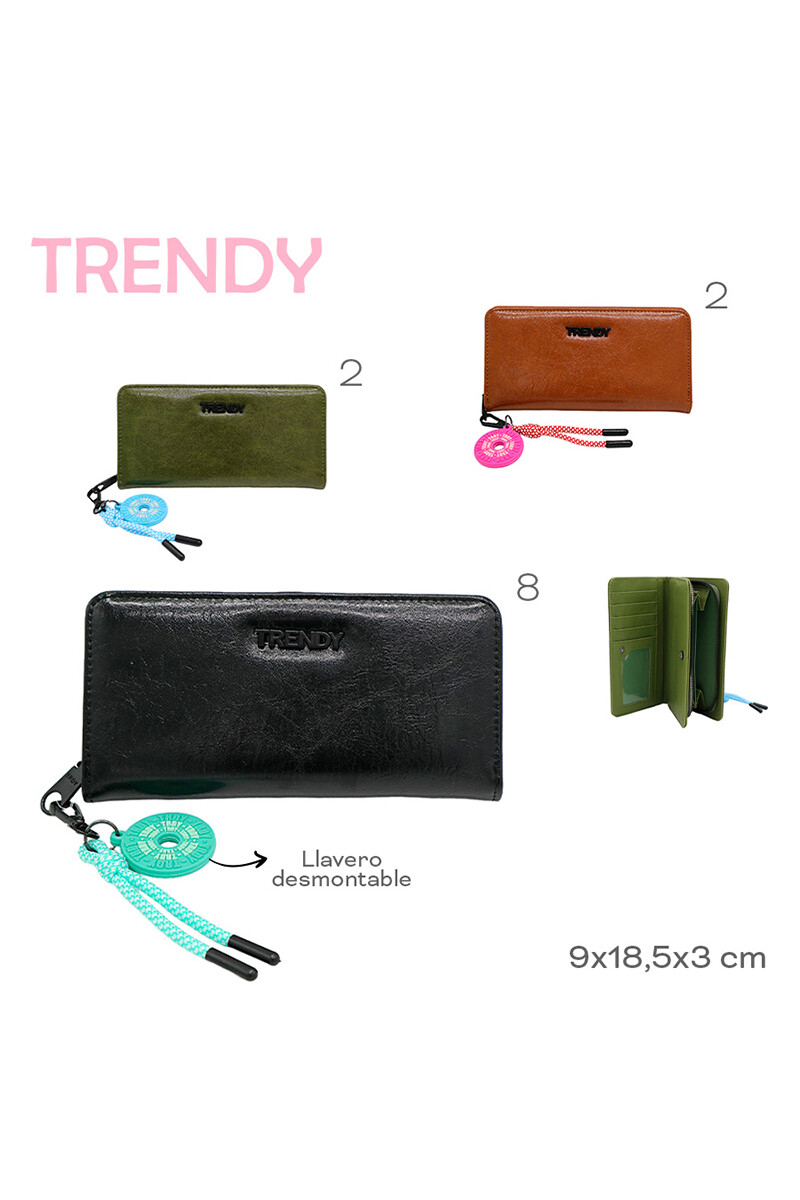 Billetera Trendy con llavero Negro