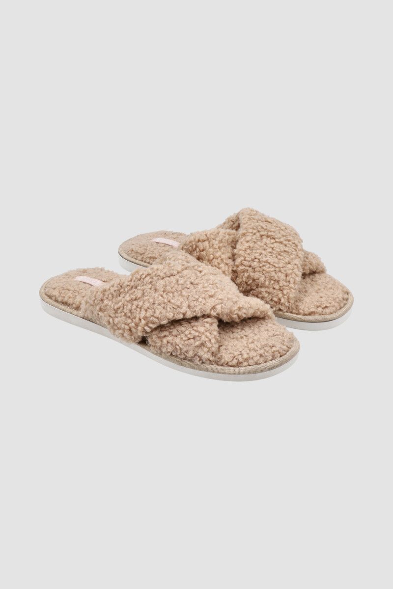 Pantufla teddy velvet Beige