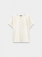 Camiseta De Manga Con Dobladillo Y Bordado crudo