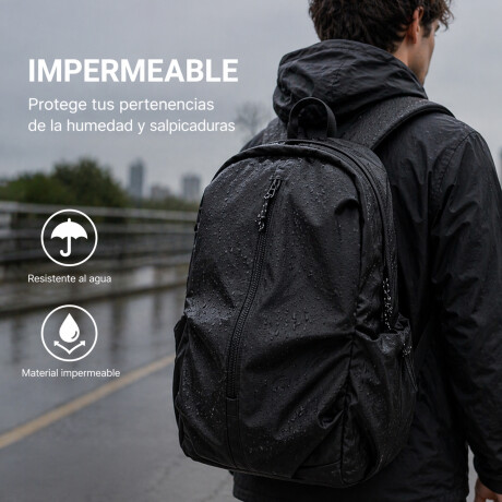 Mochila con bolsillo exterior para viaje Negro