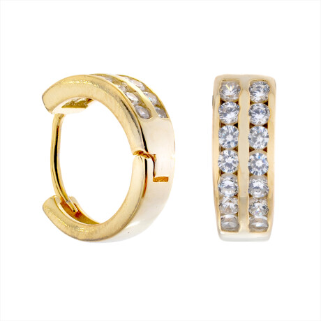 Aritos de plata 925 y baño de oro amarillo con circonias. Aritos de plata 925 y baño de oro amarillo con circonias.