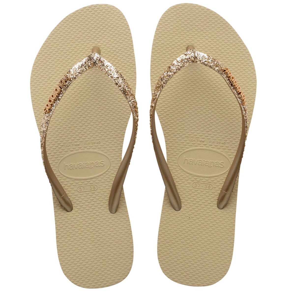 Sandalias de Mujer Havaianas Slim GLitter II - Beige Arena 