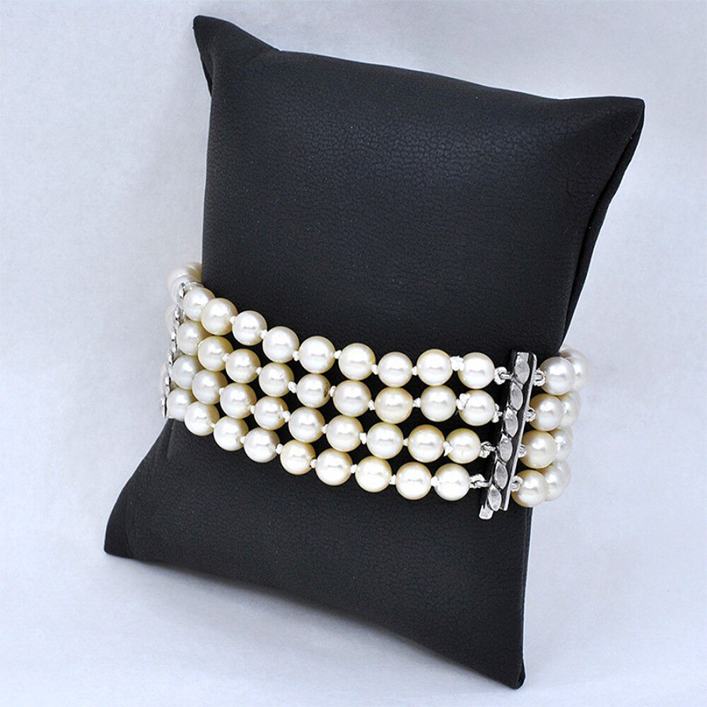 Pulsera Perlas De Cultivo De 4 Hilos Y Oro 18K Blanco Pulsera Perlas De Cultivo De 4 Hilos Y Oro 18K Blanco