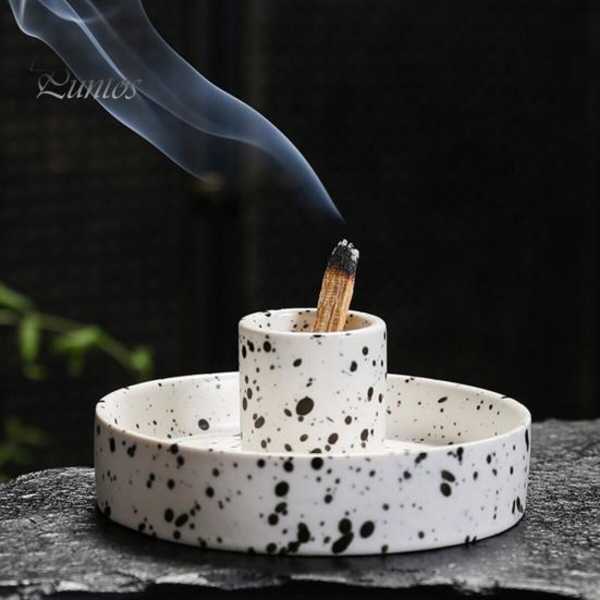 Quemador De Palo Santo Mate - Blanco Con Pecas 