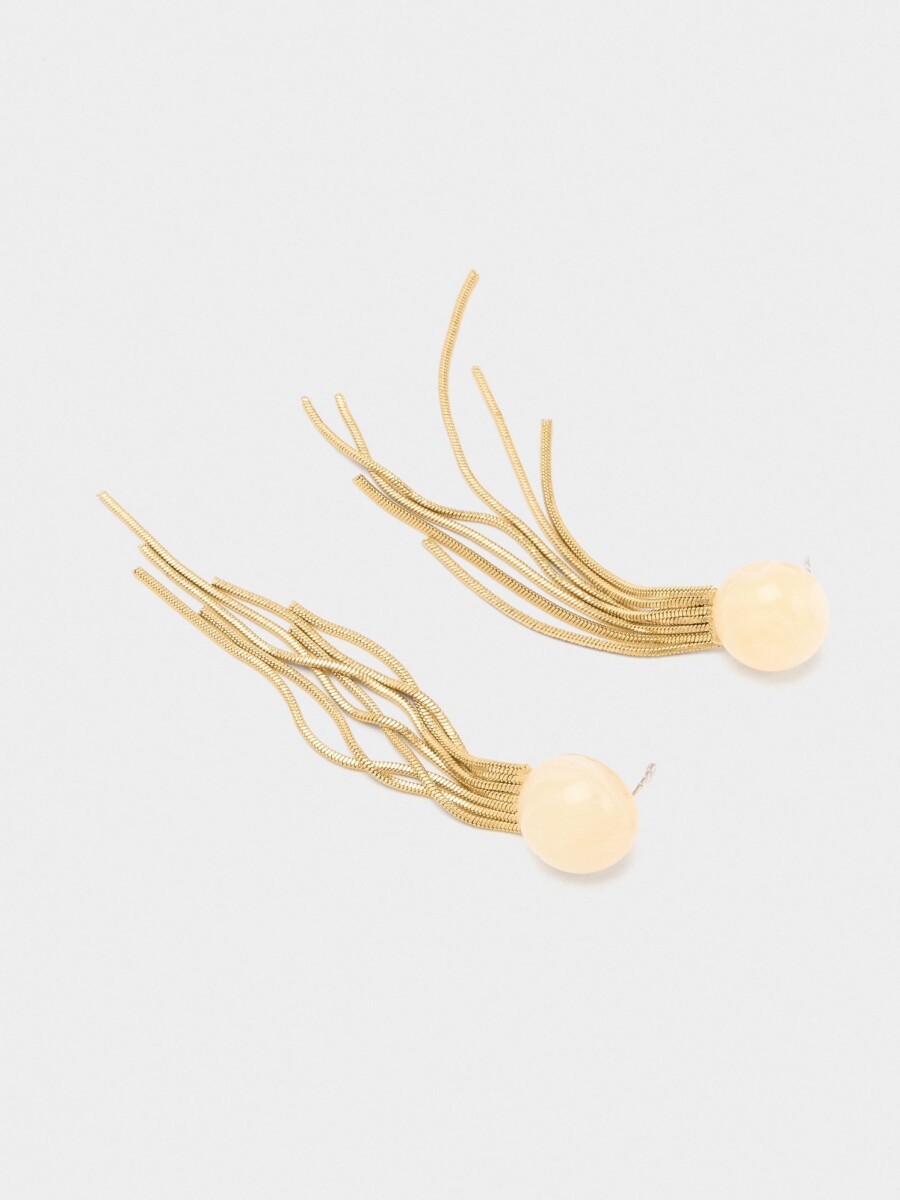 Pendientes Largos Con Flecos Metálicos beige