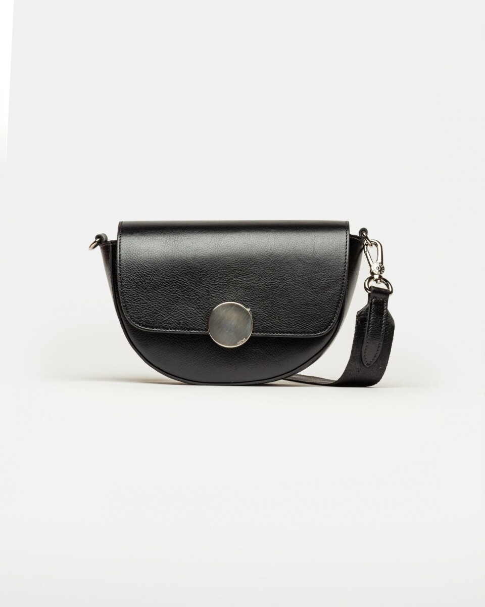 Bandolera The Circle en cuero liso - Negro 