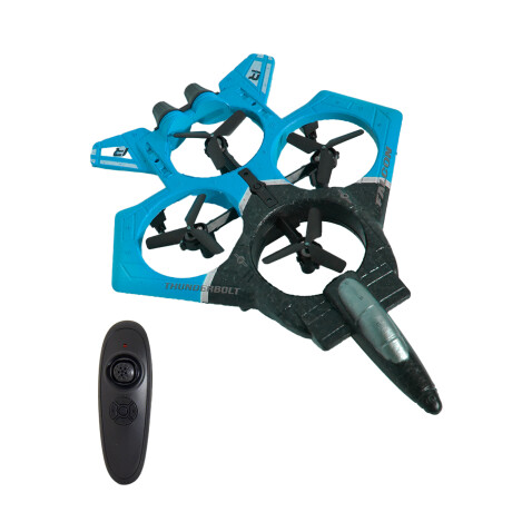 Set Juegos Control Remoto Auto Acrobático + Avión Combate Azul