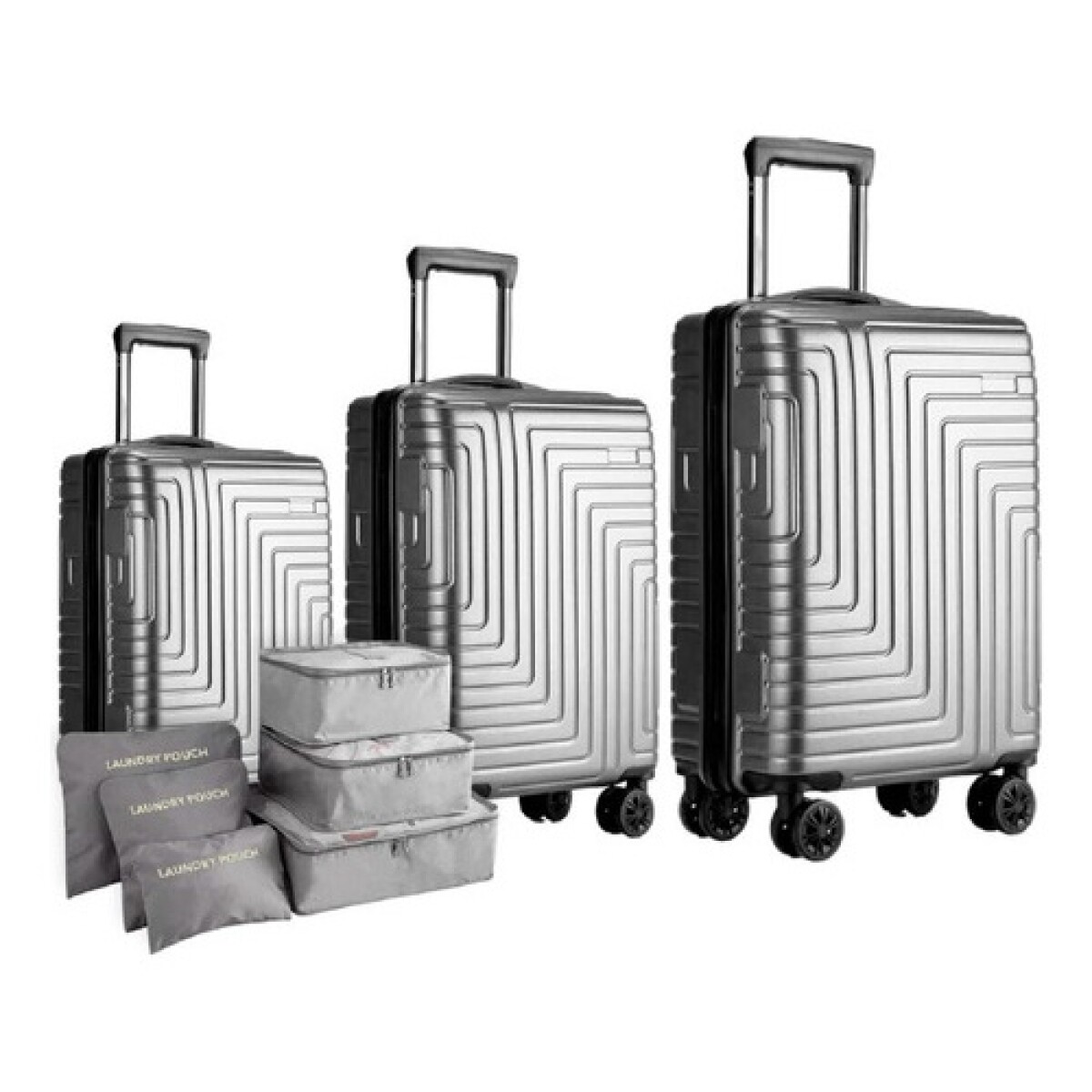 Set de 3 Valijas de Mano Rígidas - Plateado 