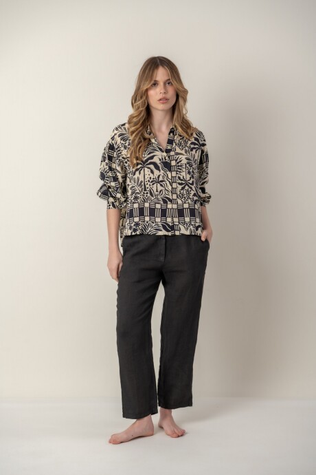 Pantalón de lino Negro