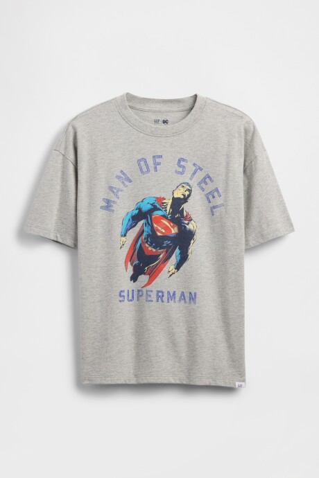 Remera Superman Niño Light Heather Grey B08