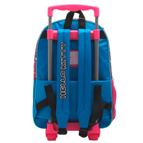 Mochila Infantil Hello Kitty C/carro 40cm Rueditas Celeste