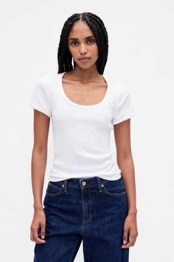Remera Rib Mujer Fresh White