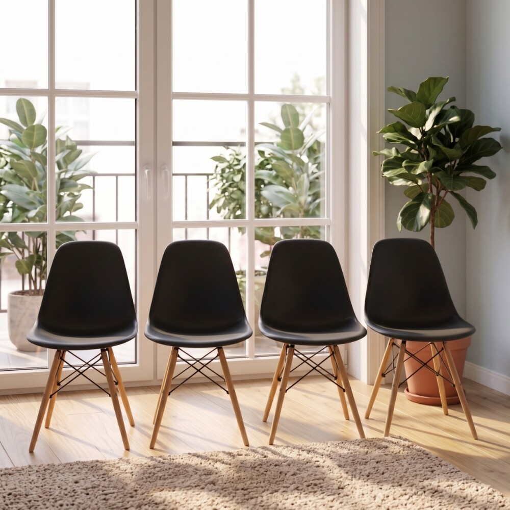 Silla Eames Pack 4 Unidades Calidad Premium Negro