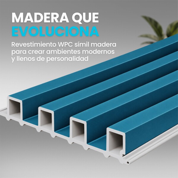 Pack x10 Wpc Simil Madera Wall Panel Lambrin 2.90x16.7 Azul 1