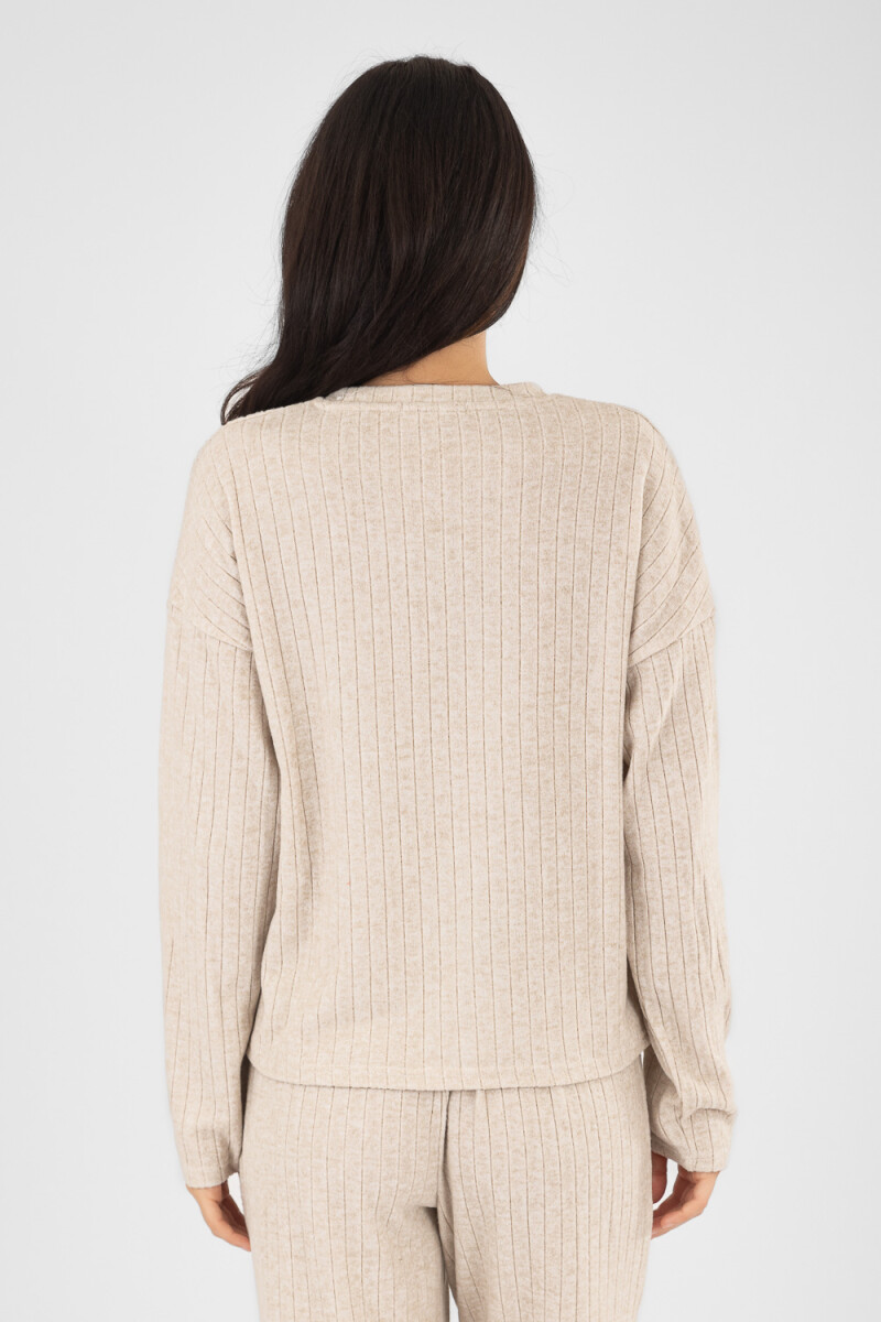 Remera rib grueso beige Beige