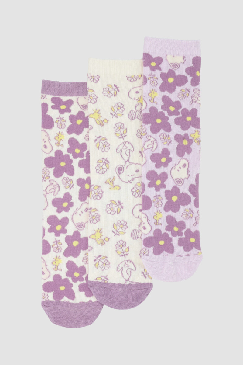 Pack x3 medias algodón infantil media caña snoopy  Variante 26