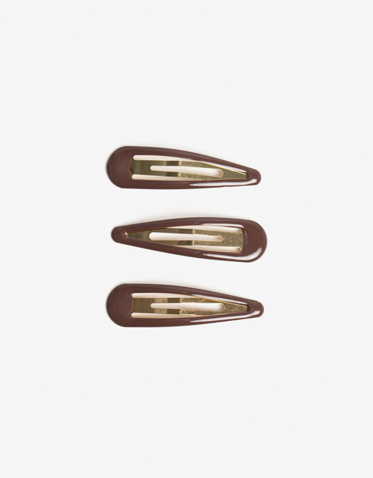 Horquillas Set Acrilico Set De 3 Hebillas Tic Tac Xl - Marron Chocolate