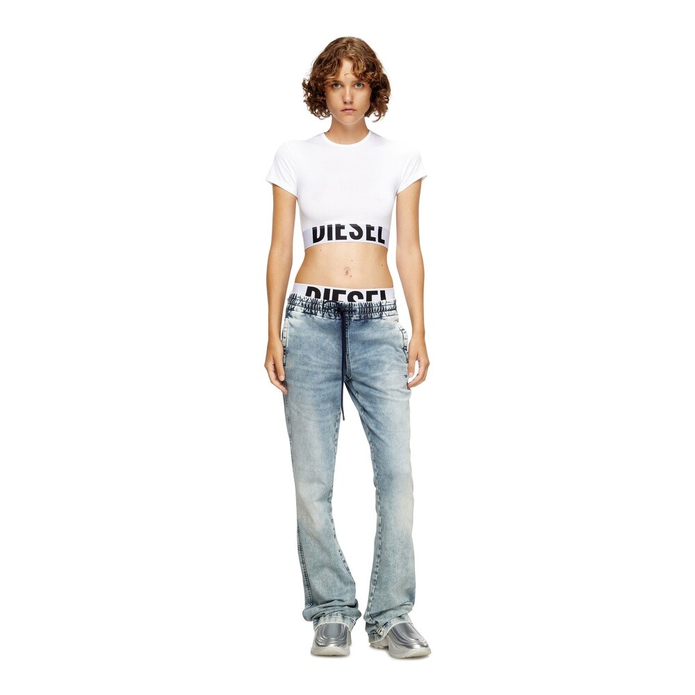 Ropa Interior Urbano Para Mujer Uftee-Sport-Cropped-T-Shirt White