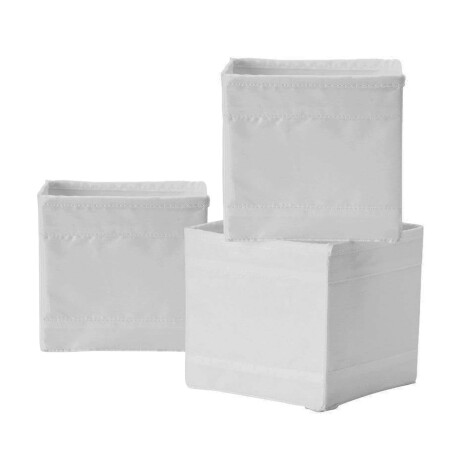 Set 3 Cajas Organizadoras 14x14x13cm Plegables Impermeables Blanco