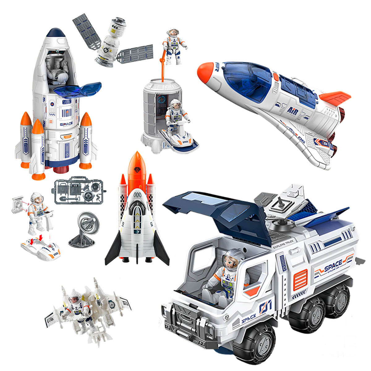 Set Completo Astronautas Vehículos Espaciales Cohete - Jug007026 