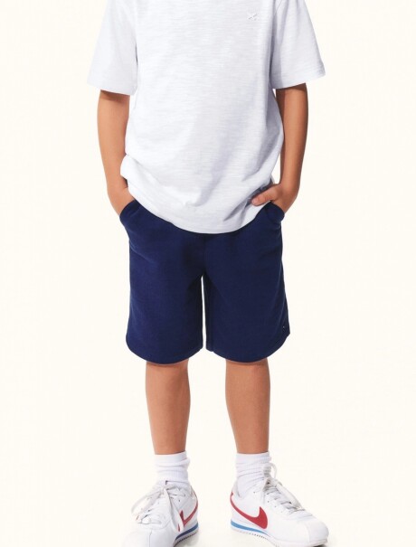 BERMUDA BÁSICA DE NIÑO EN ALGODÓN AZUL OSCURO
