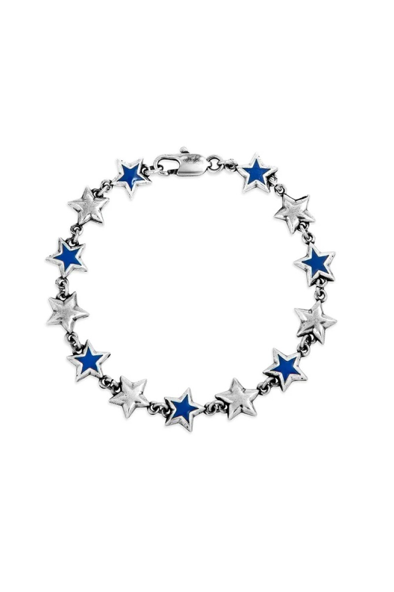 Blue Enameled Stars Bracelet Plata