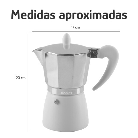Cafetera Italiana Comet 6 Tazas Aluminio Mango Ergonómico Blanco