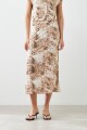 Maxi falda animal print beige