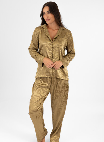 Pijama satin jacquard Mostaza