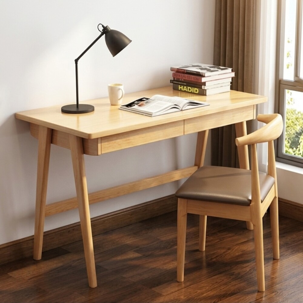 Escritorio para Pc 2 Cajones Madera natural Escritorio para Pc 2 Cajones Madera natural
