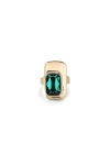 ANILLO BAÑADO EN ORO 18K CON CRISTAL VERDE Anillo