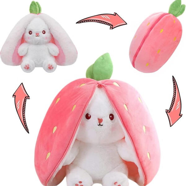 Peluche Conejo Frutillas Fresa Reversible Kawai 18 Cm Atrix® Variante Conejo
