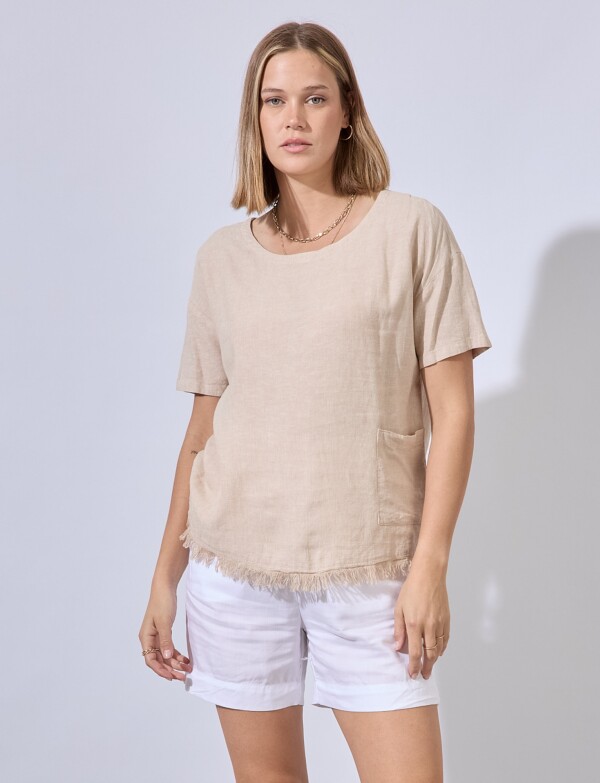 Blusa Lino Flecos BEIGE