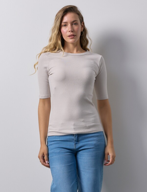 Remera Modal Ribs BEIGE